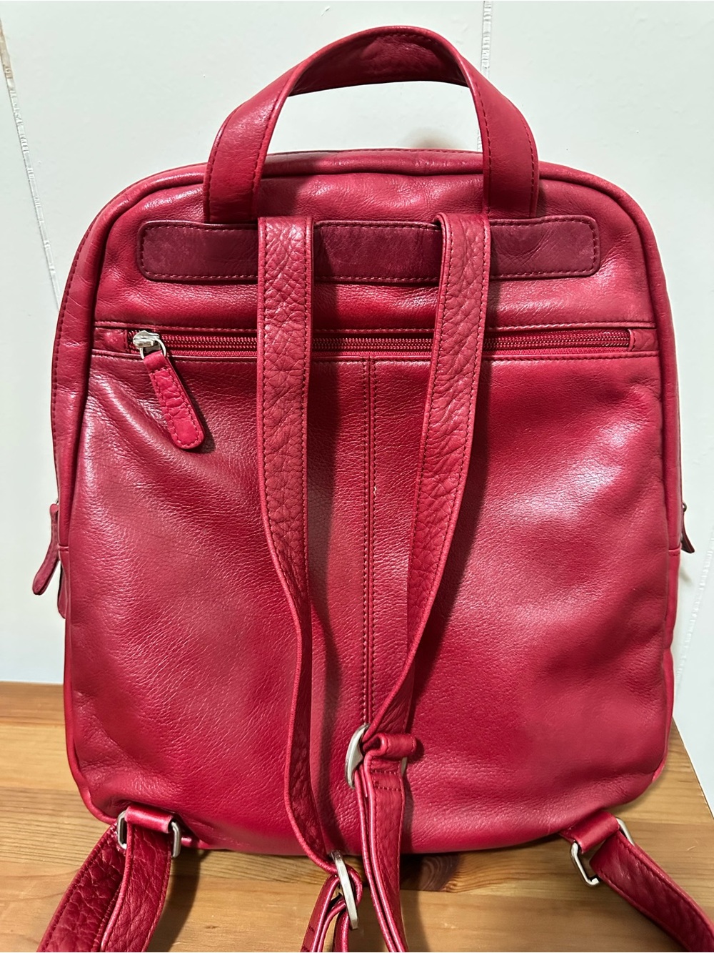 Red Leather Backpack - Picture 2 of 8